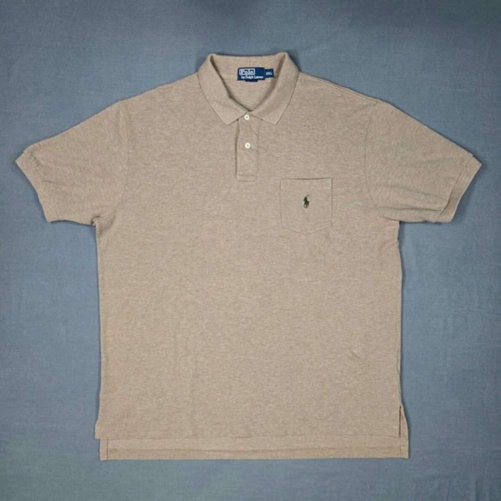 Polo Ralph Lauren Men XXL Classic Pocket Polo Shirt Tan Cotton Casual